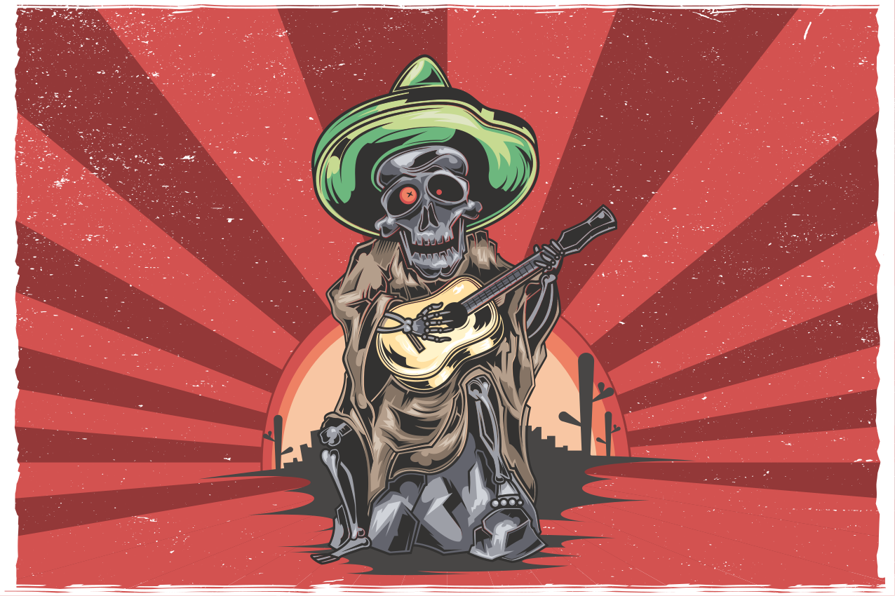 Tovagliette americana halloween musicista scheletro mariachi - TenStickers