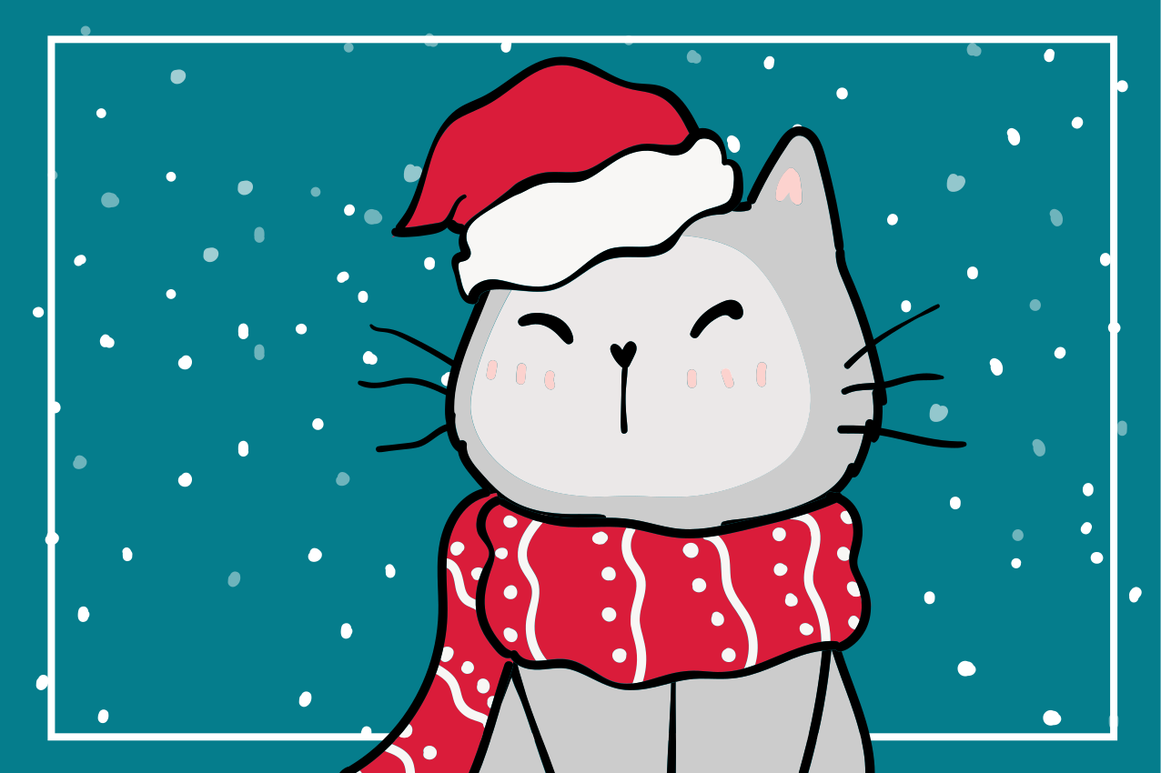 Tovaglietta personalizzata natale gatto santa allegro - TenStickers