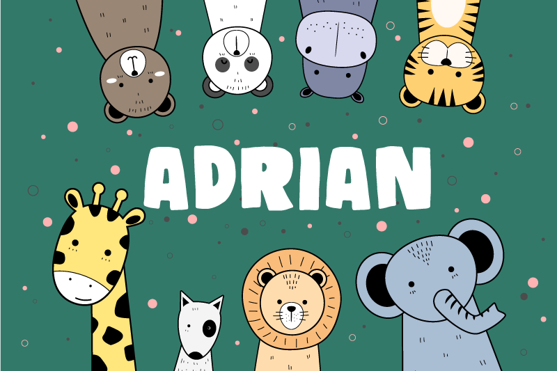 Tovaglietta americana con nome Cartoni animati di animali con nom - TenStickers