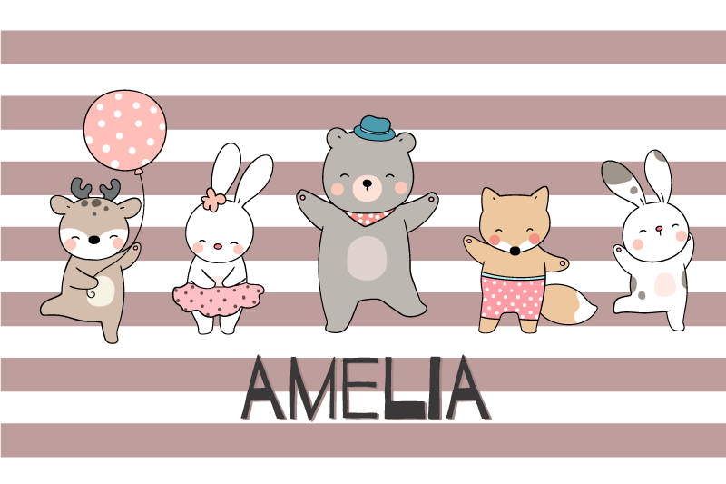 Tovaglietta americana con nome Animali che ballano con il nome - TenStickers