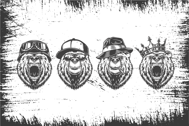 Tovaglietta americana originale ritratti di orsi stilosi - TenStickers