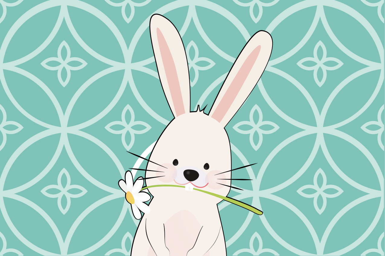 Tovaglietta americana infantile coniglietto carino e fiore - TenStickers