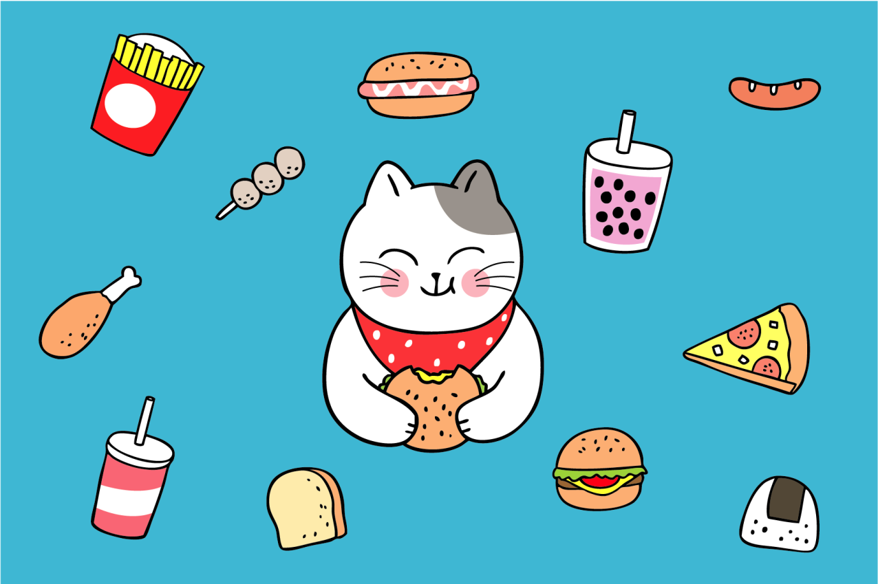 Tovaglietta americana infantile gattino carino che mangia - TenStickers