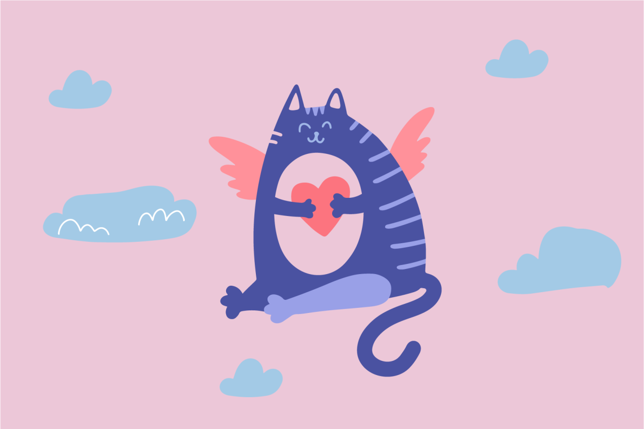 Tovaglietta americana infantile gatto volante con cuore - TenStickers