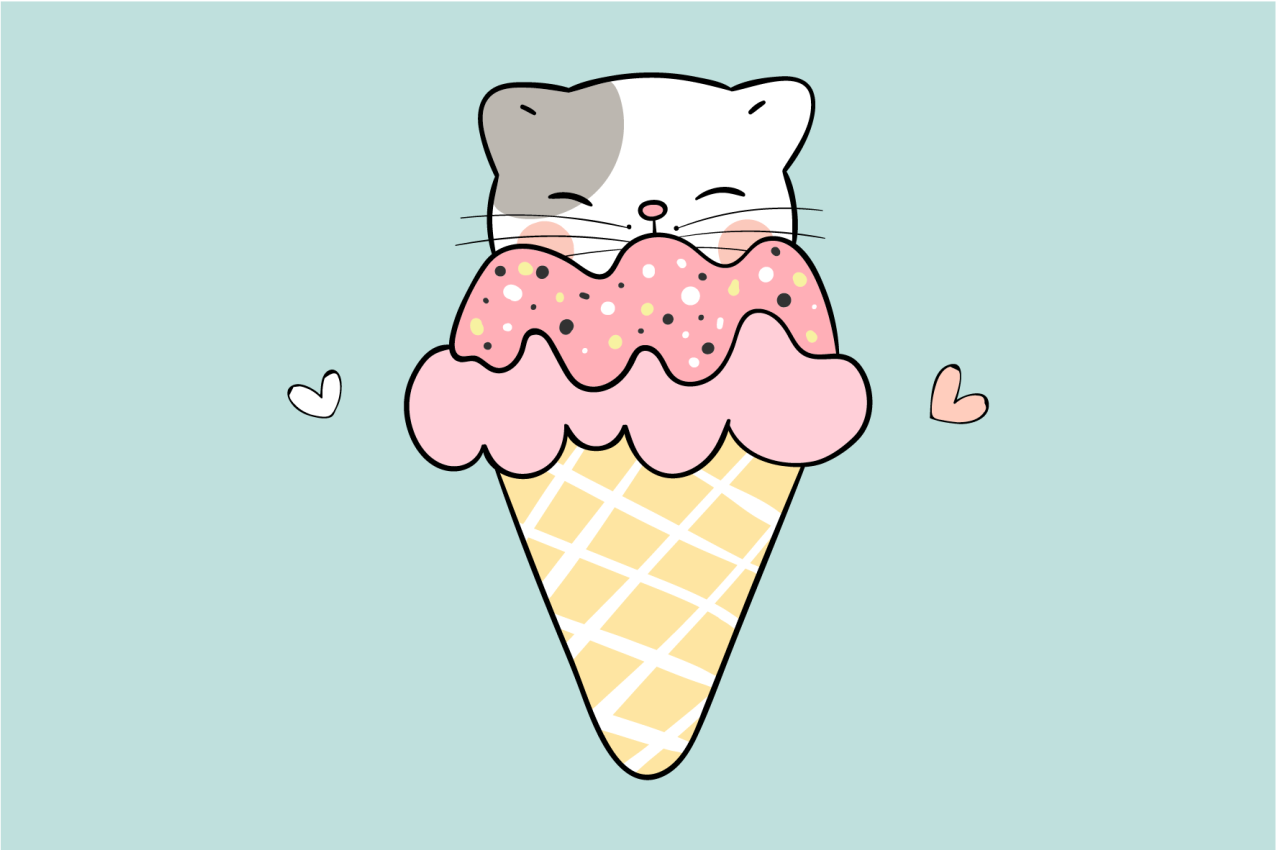 Tovaglietta americana infantile gattino gelato carino - TenStickers