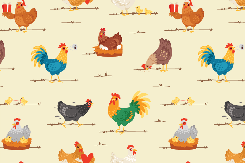 Tovaglietta americana infantile con motivi di pollo colorati - TenStickers