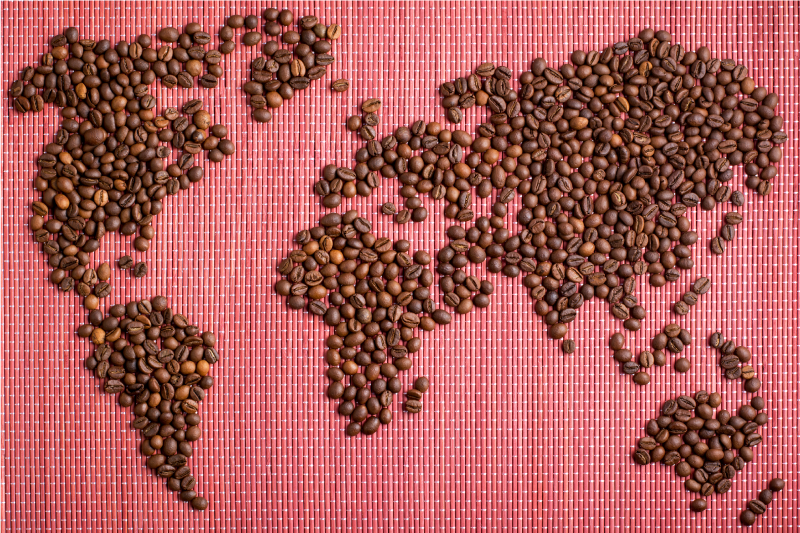 Tovaglietta americana originale mappa del mondo caffè - TenStickers