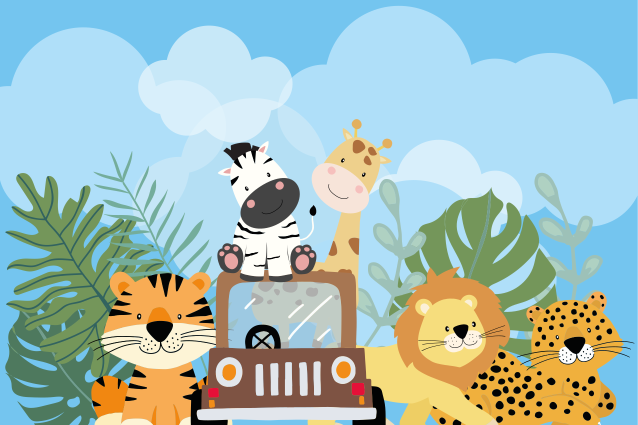 Tovaglietta americana infantile scena safari animale - TenStickers