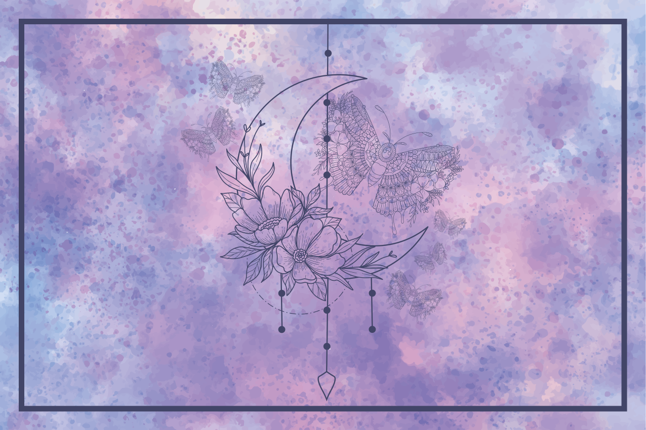 Tovaglietta americana originale design luna floreale - TenStickers