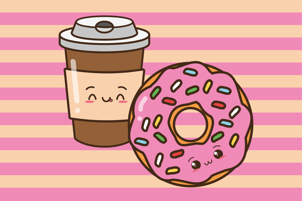 Tovaglietta americana infantile donut di caffè carino - TenStickers