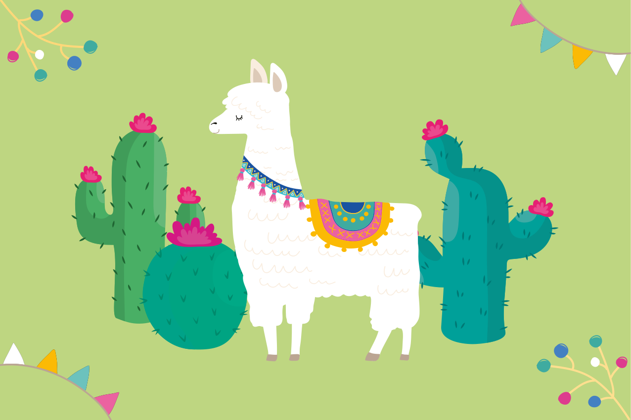 Tovaglietta americana infantile lama con cactus - TenStickers