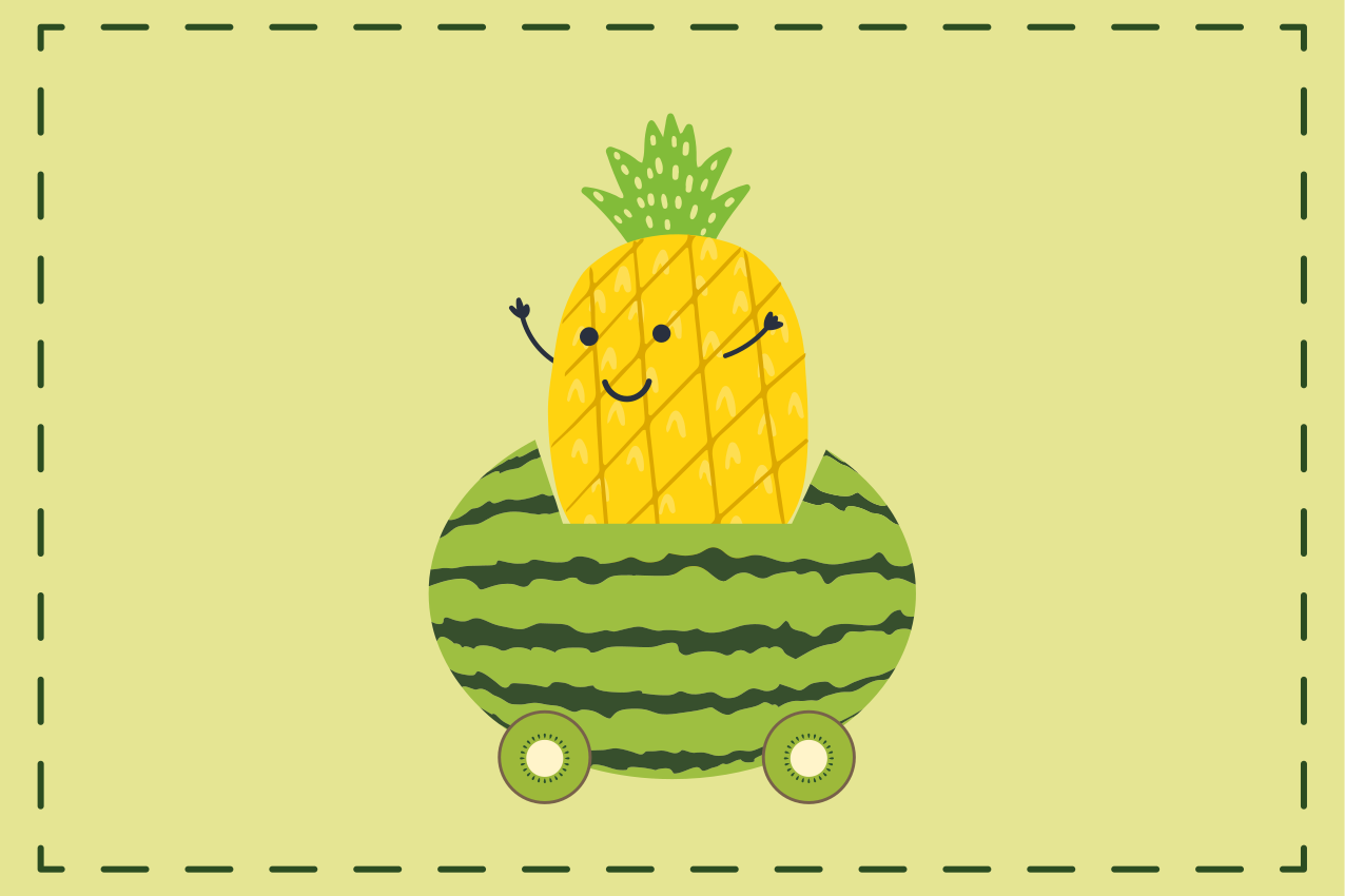 Tovaglietta americana infantile veicolo ananas e anguria - TenStickers