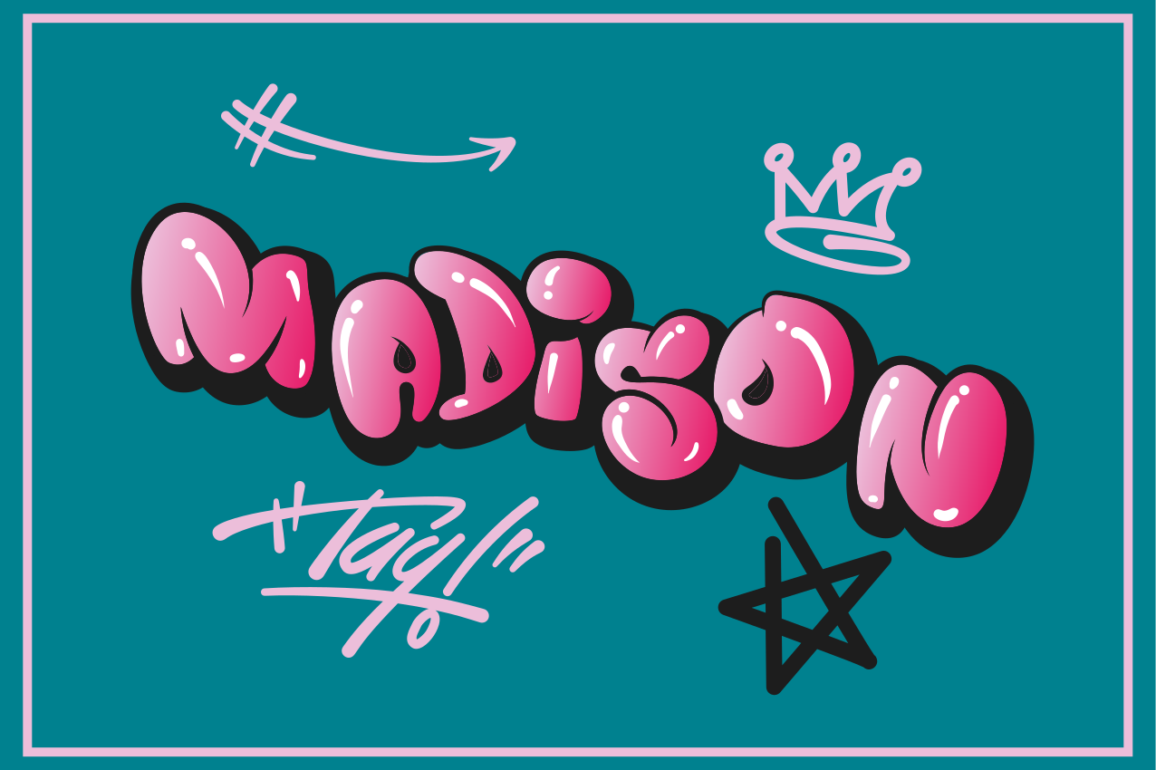 Tovaglietta americana con nome Graffiti con scritte rosa cool - TenStickers