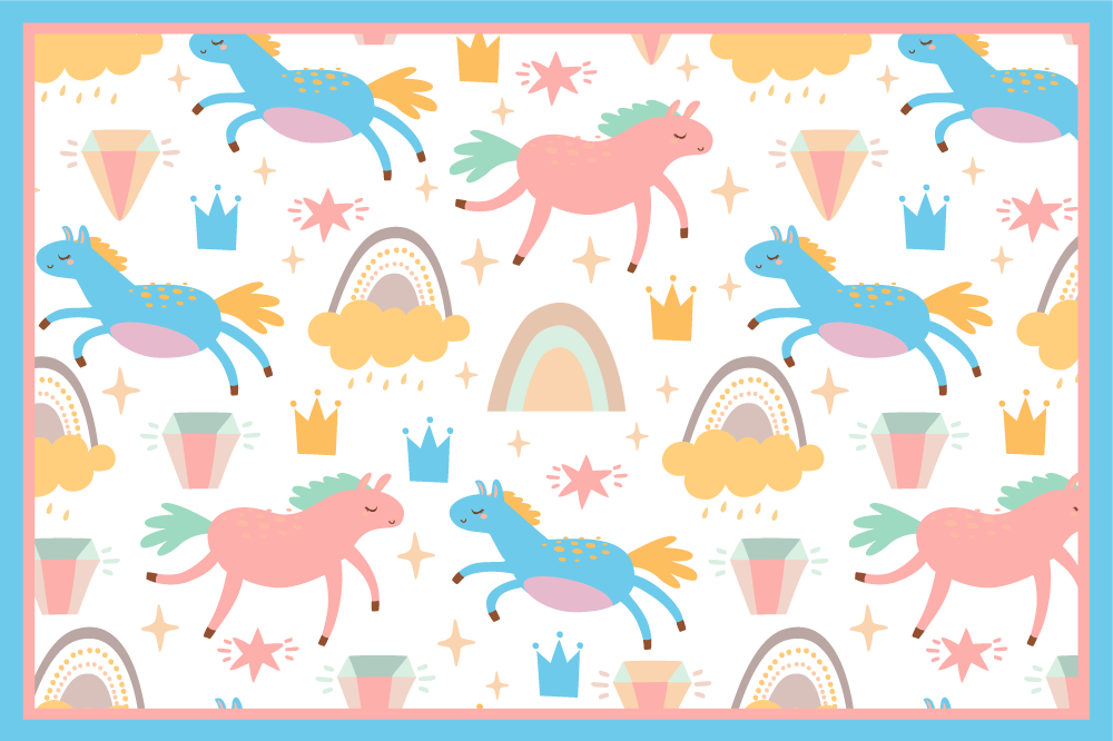 Tovaglietta americana infantile unicorni colorati in corsa - TenStickers