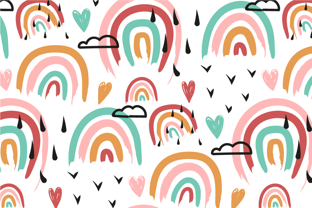 Tovaglietta americana infantile motivo cuori arcobaleno - TenStickers