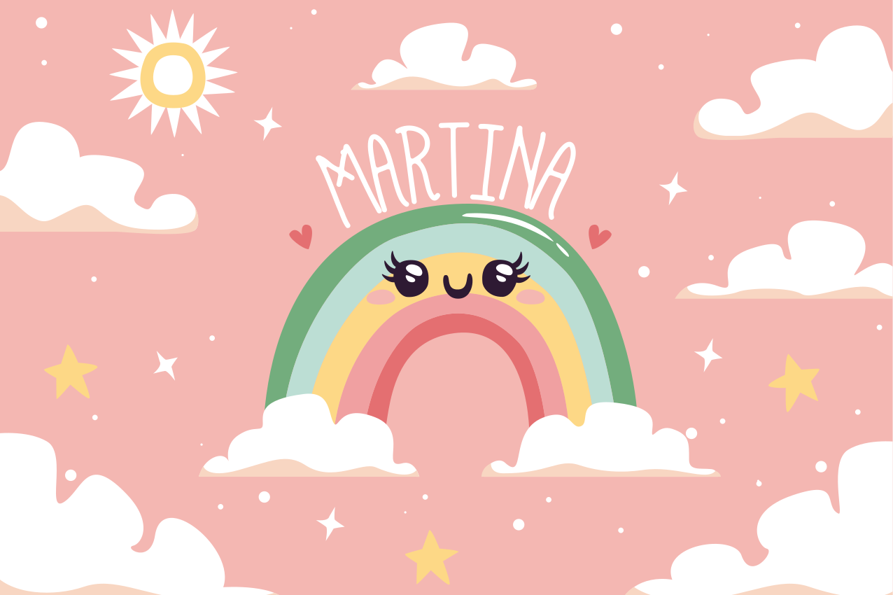 Tovaglietta americana con nome Bel arcobaleno con nuvole con nome - TenStickers