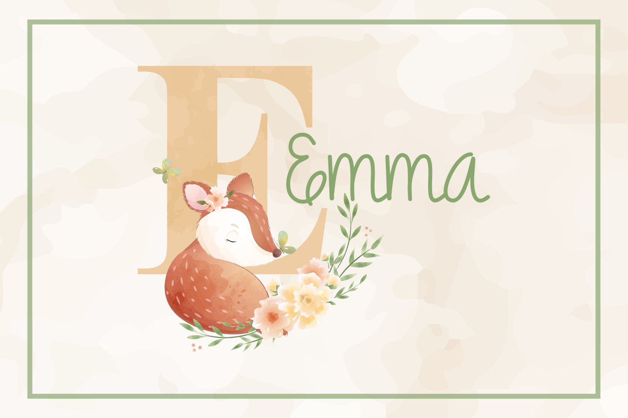 Tovaglietta americana infantile Simpatici animali cervi con nome - TenStickers