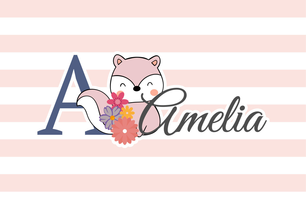 Tovaglietta americana infantile volpe carina con fiori - TenStickers