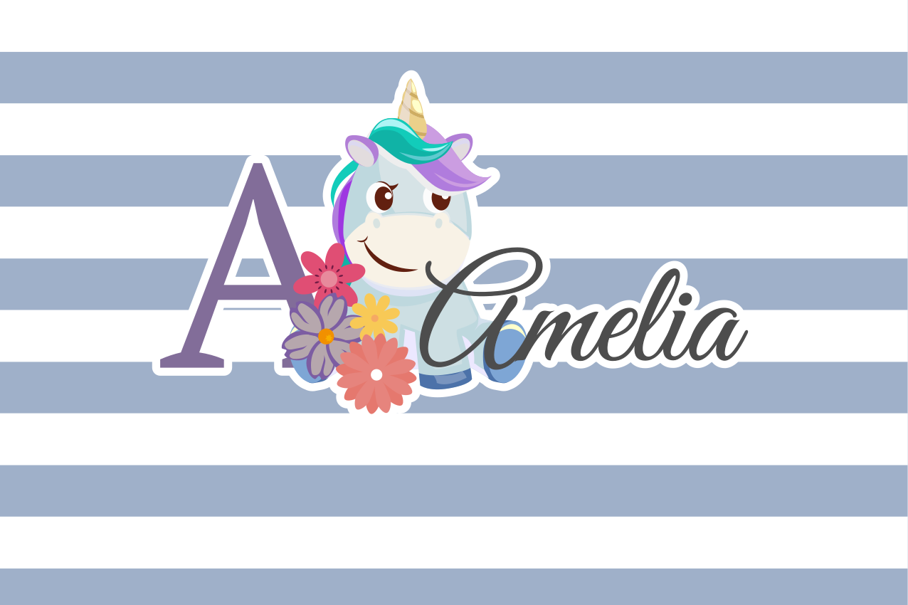 Tovaglietta americana infantile illustrazione nome unicorno - TenStickers