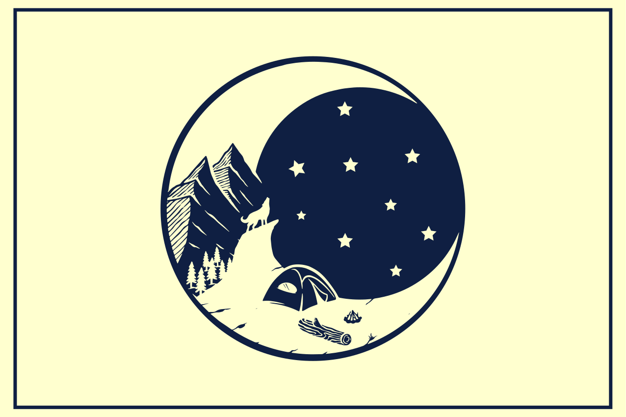 Tovaglietta americana originale scena di campeggio montano - TenStickers