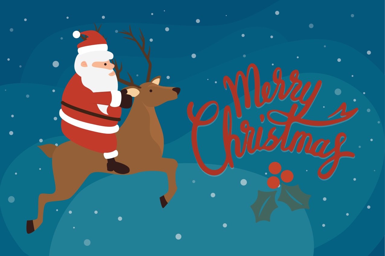 Tovaglietta personalizzata natale babbo natale su renna - TenStickers