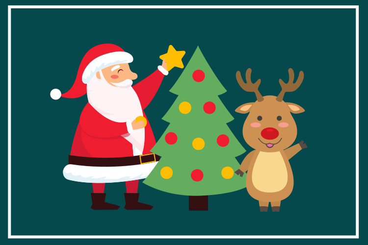 Tovaglietta personalizzata natale babbo natale e renne - TenStickers