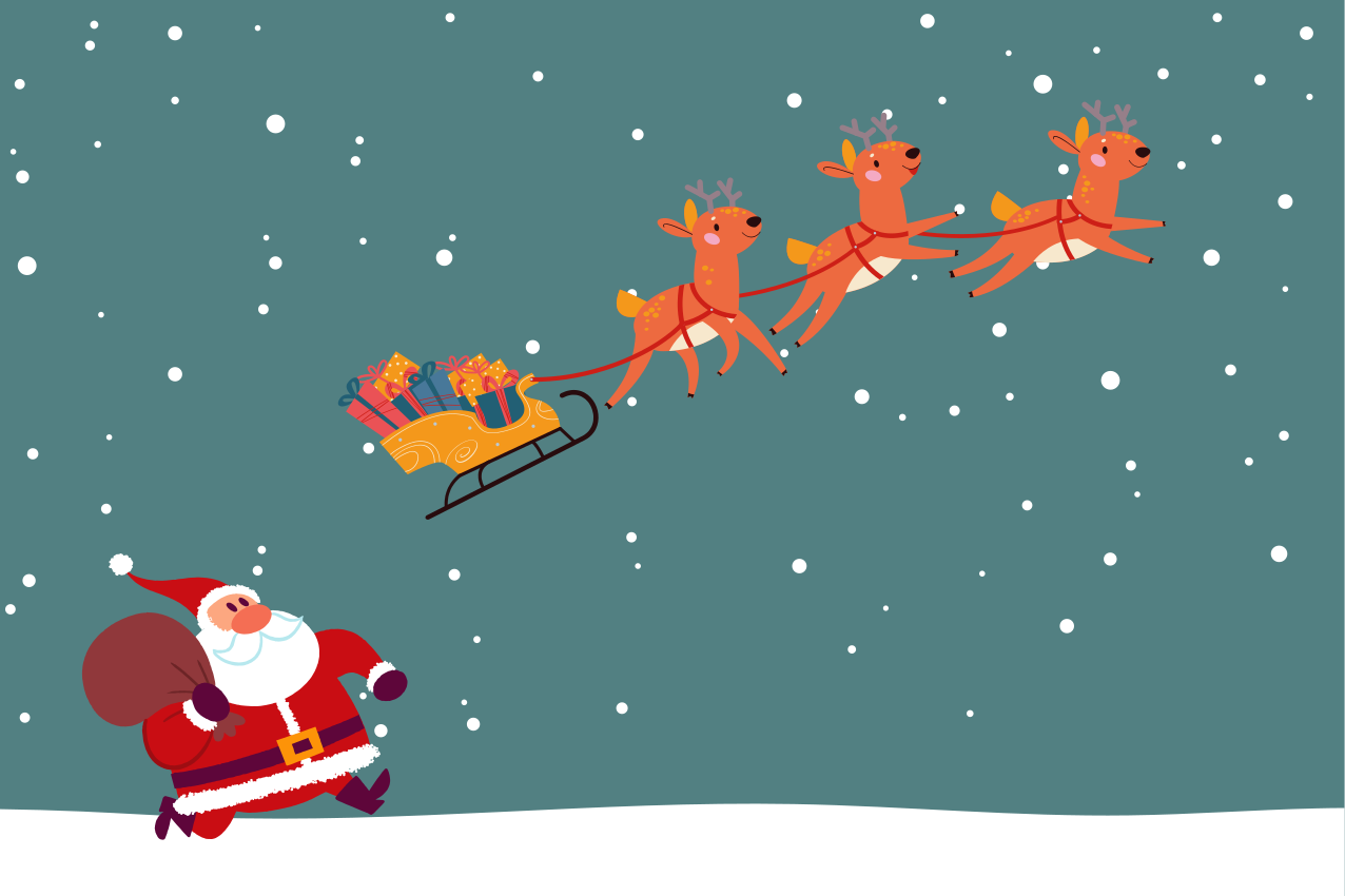 Tovaglietta personalizzata natale corsa di babbo natale - TenStickers