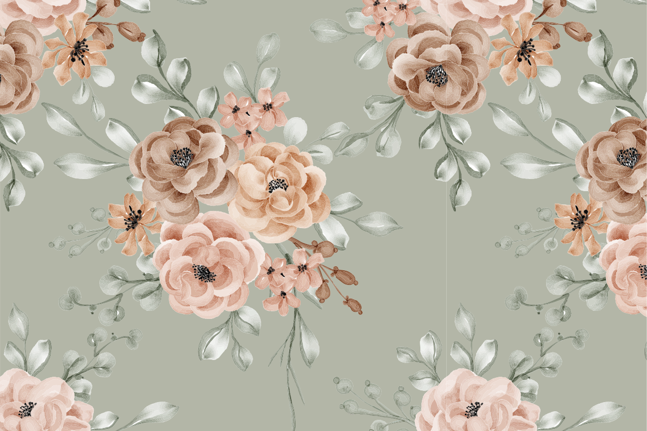 Tovaglietta americana originale ciotola con sfondo floreale - TenStickers