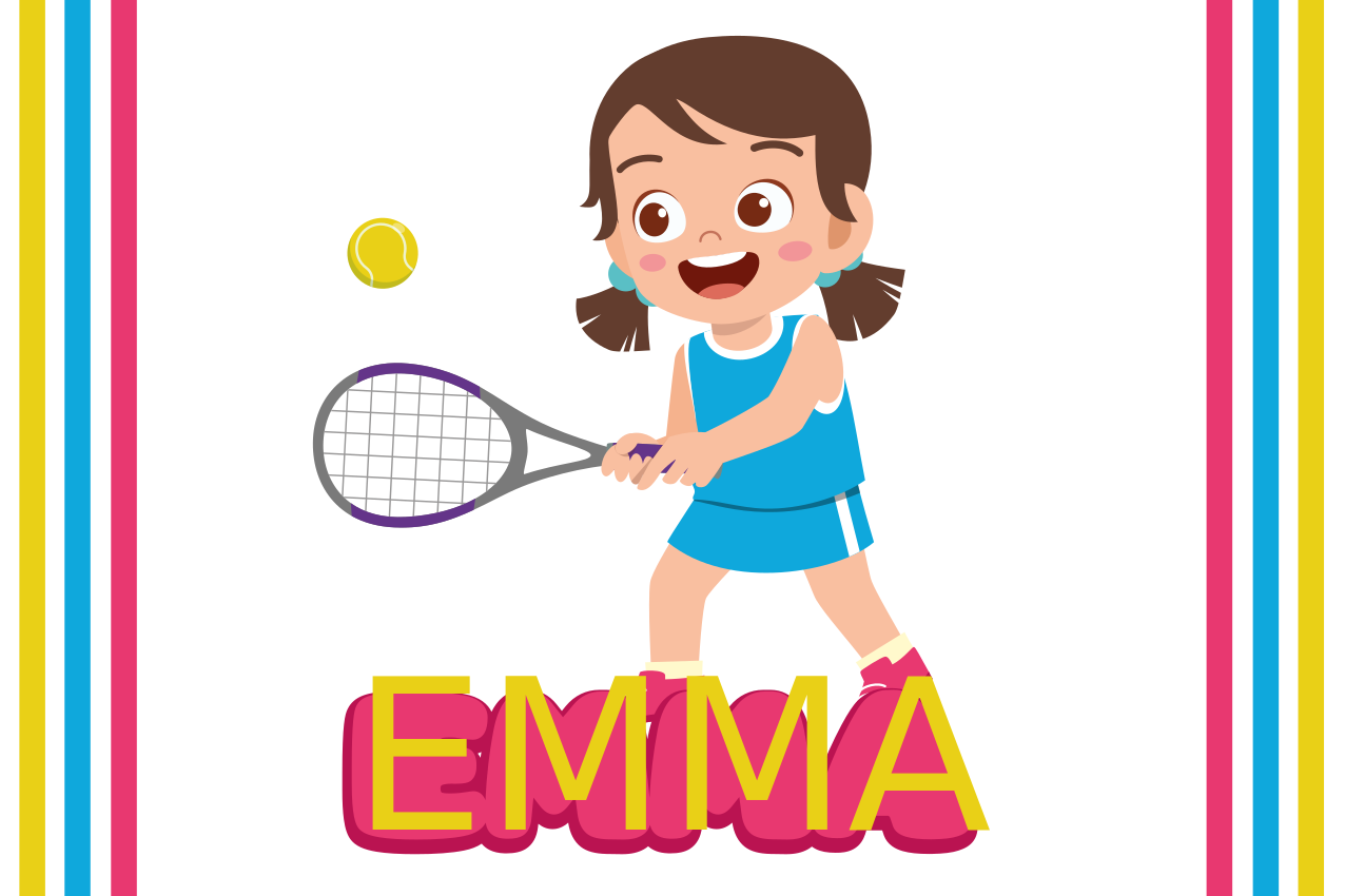 Tovaglietta americana infantile giocatore di tennis felice - TenStickers