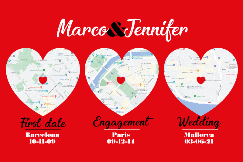 Tovaglietta con nome luoghi momenti speciali - TenStickers