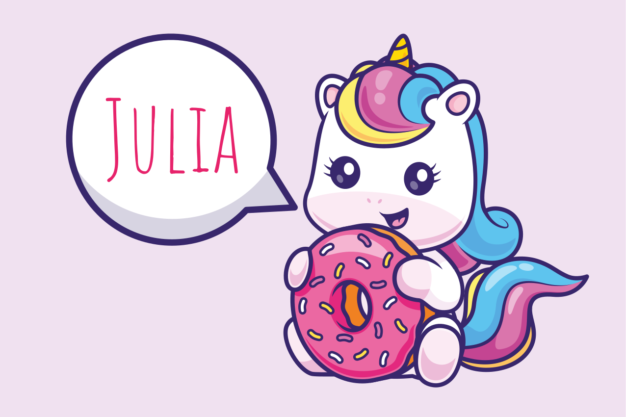 Tovaglietta americana con nome unicorno con ciambella - TenStickers