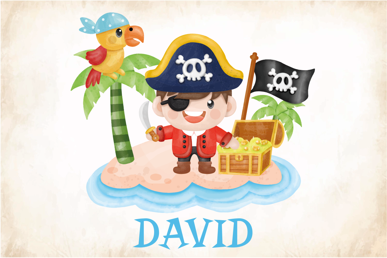 Tovaglietta americana con nome pirata Cartoon - TenStickers