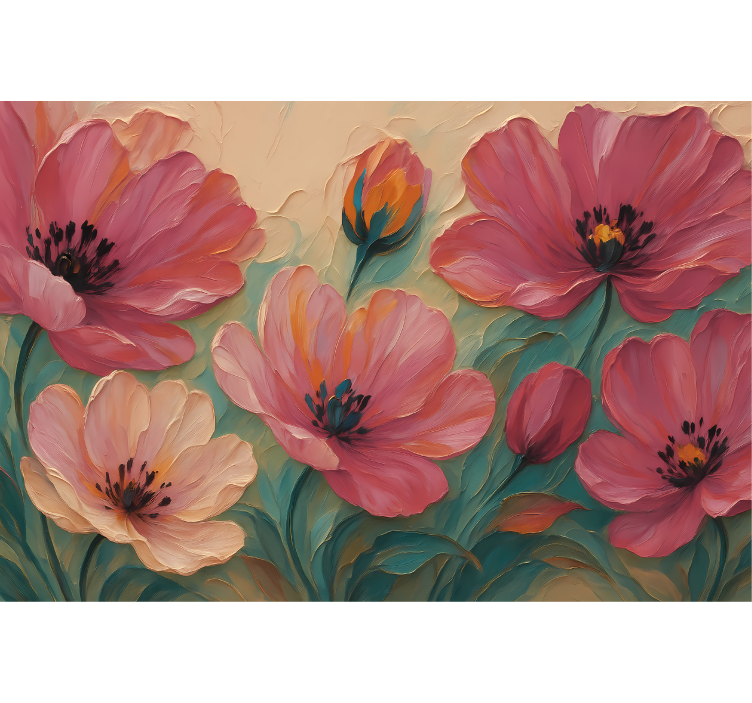 Fotomurale per bagno arte floreale dipinta - TenStickers