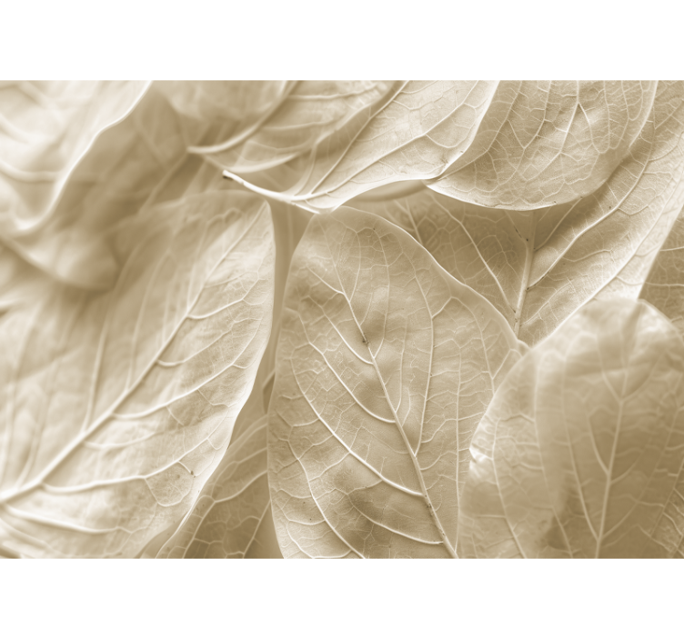 Fotomurale camera da letto grandi foglie beige - TenStickers