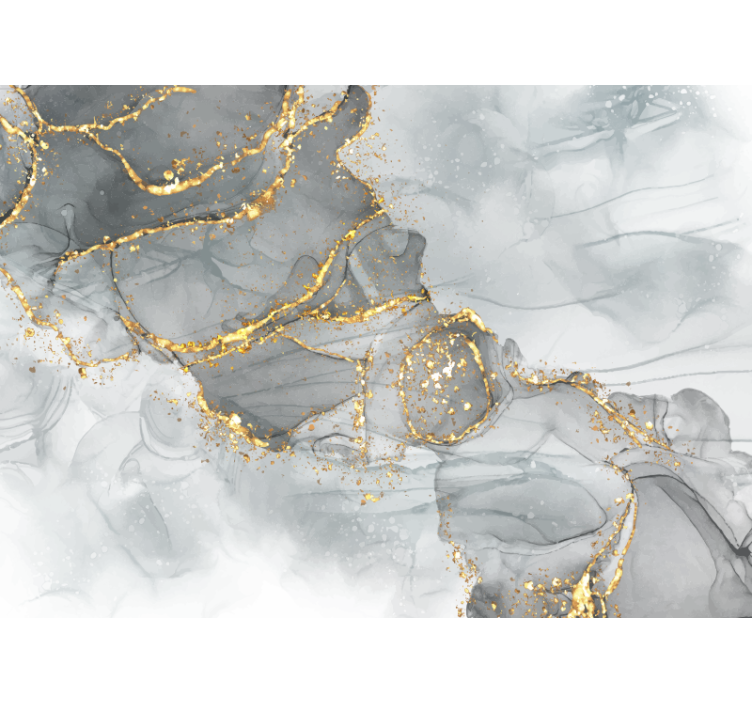 Fotomurale camera da letto parete a mosaico grigio e oro - TenStickers