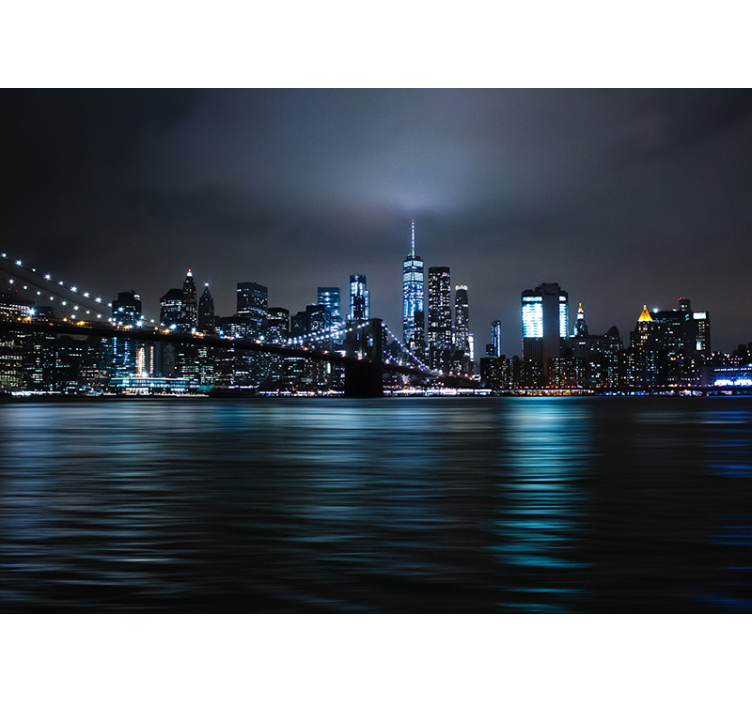 Murale sullo skyline notturno di new york - TenStickers