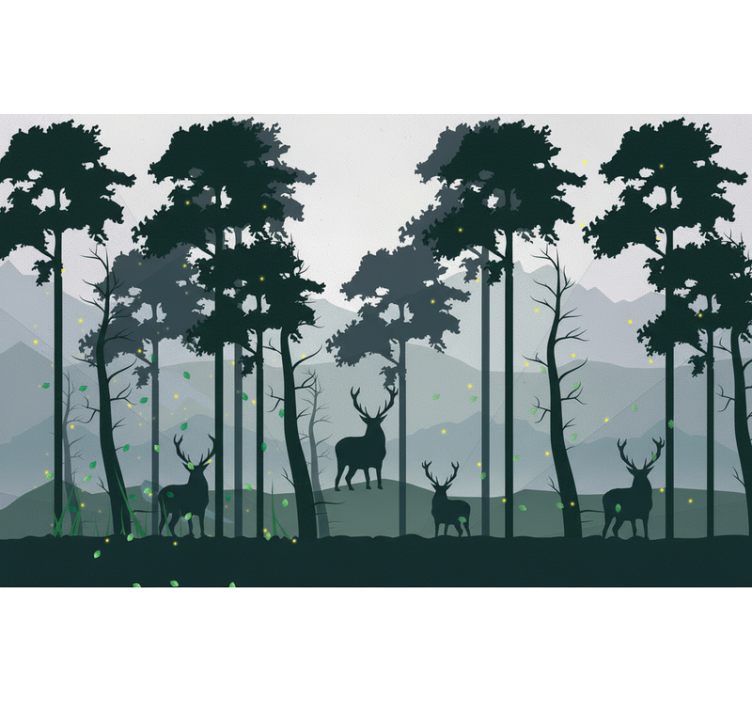 Carta da parati foresta silhouette foresta scandi - TenStickers