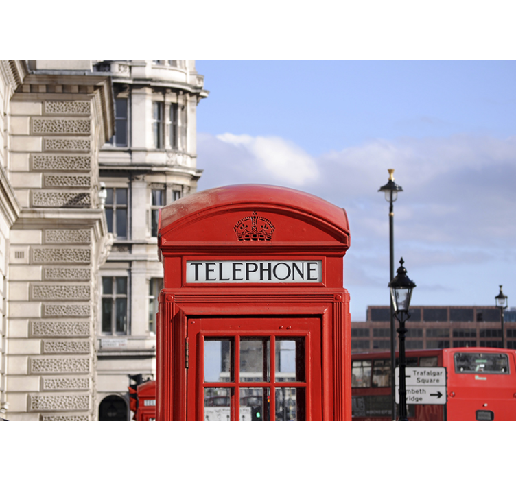 Fotomurale Londra bus e cabina telefonica - TenStickers