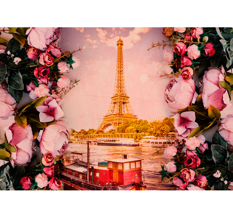 Fotomurale di Parigi con torre Eiffel e fiori - TenStickers
