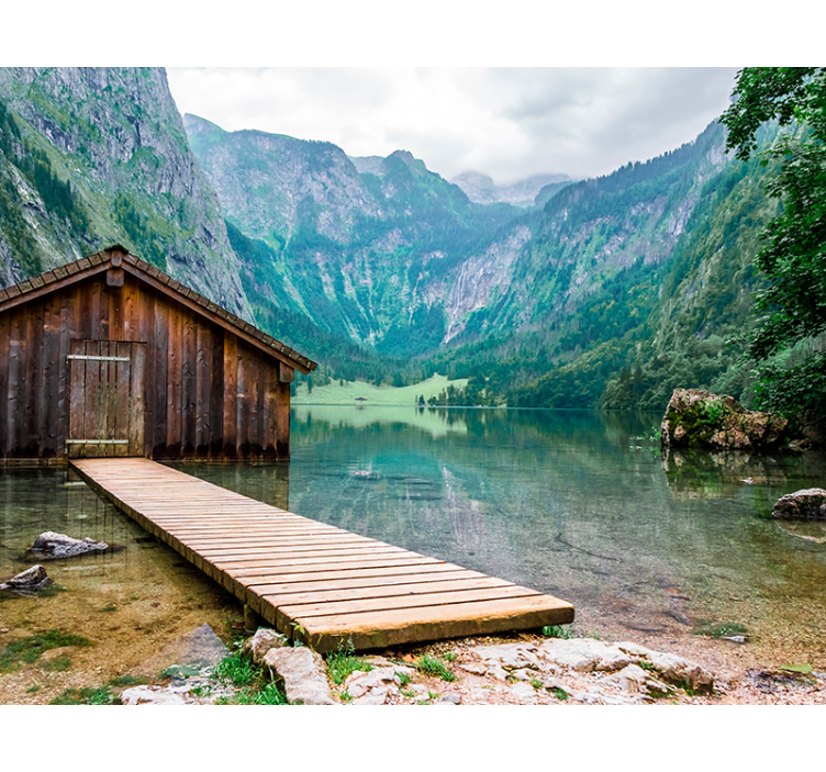 Spettacolare fotomurale 3D con lago di montagna - TenStickers