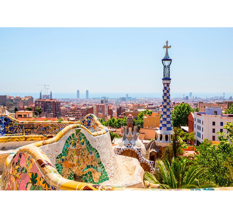 Fotomurale città di Barcellona con Parc Güell - TenStickers