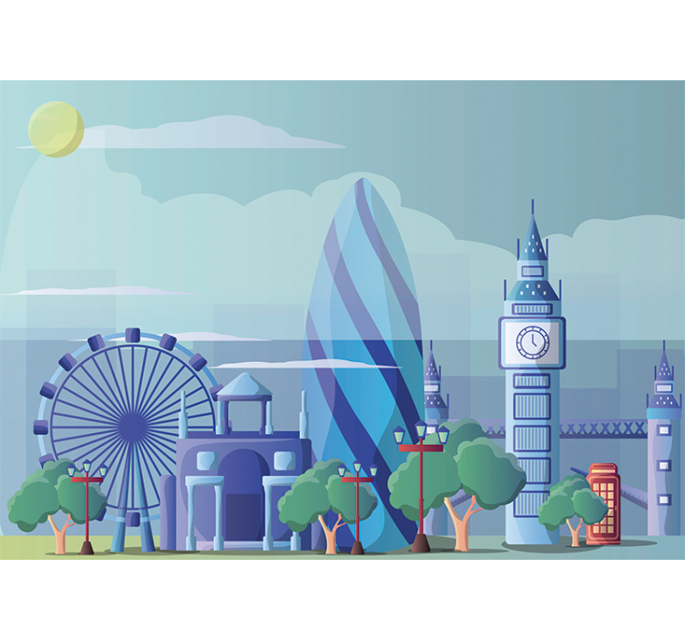 Stupendo fotomurale Londra per bambini in blu - TenStickers