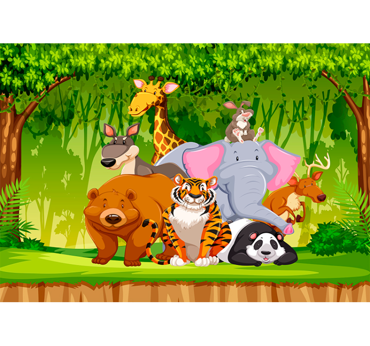 Fotomurale per bambini con animali giungla - TenStickers