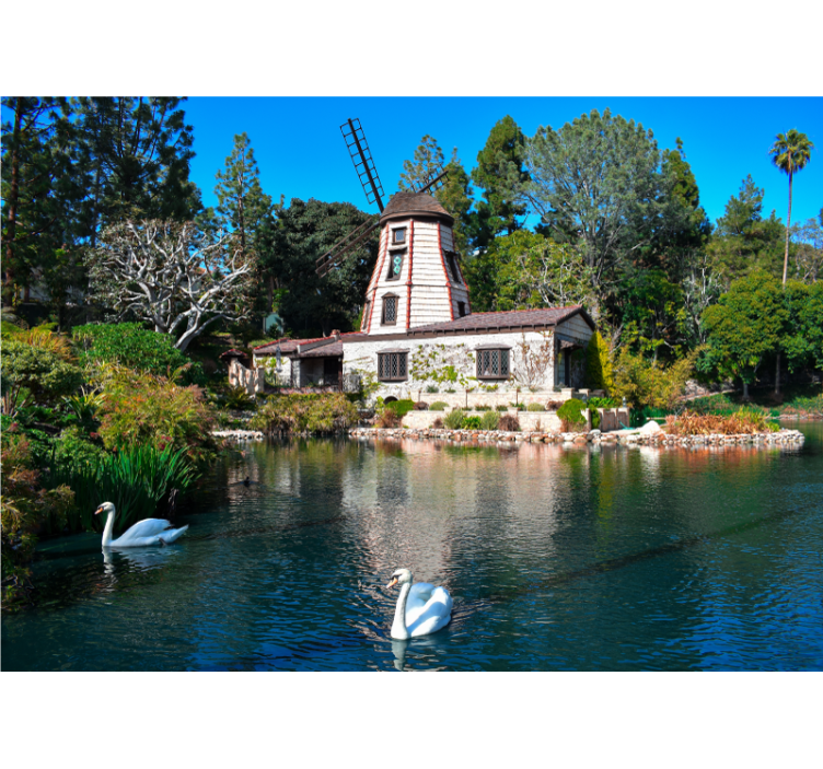 Fotomurale paesaggi affascinante rifugio nel mulino a vento - TenStickers