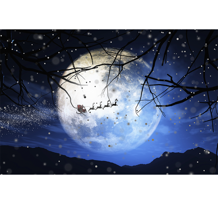 Fotomurale di natale viaggio notturno di babbo natale - TenStickers