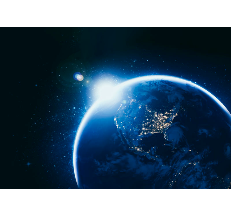 Carta da parati per ragazzi Terra dallo spazio con il sol - TenStickers