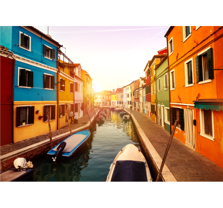Fotomurale città vista colorata sul canale - TenStickers