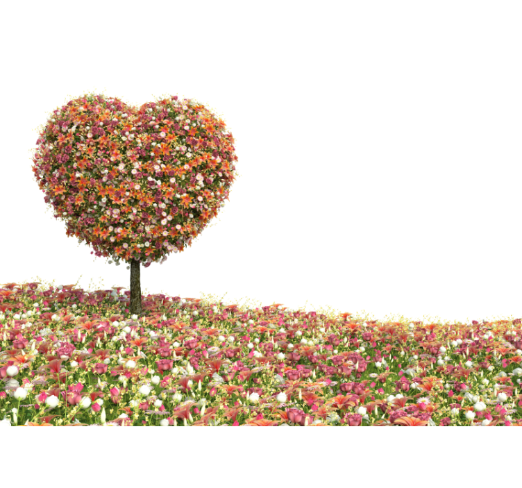 Fotomurale fiori albero floreale a forma di cuore - TenStickers
