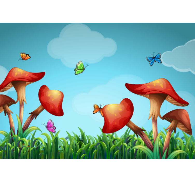 Fotomurali natura fantasioso giardino di funghi - TenStickers