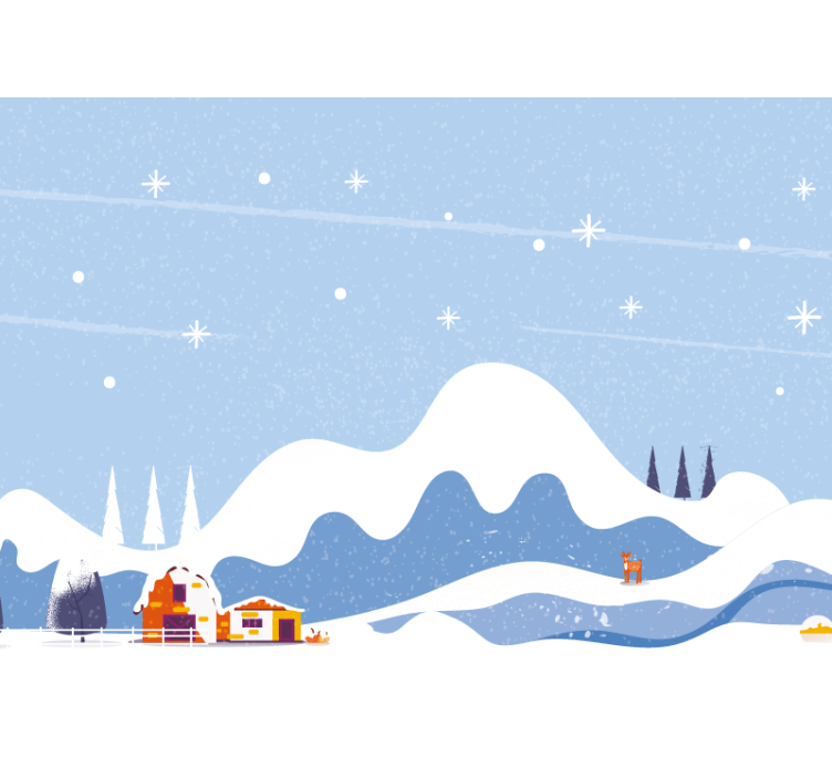 Fotomurale cameretta montagna innevata disegnata - TenStickers